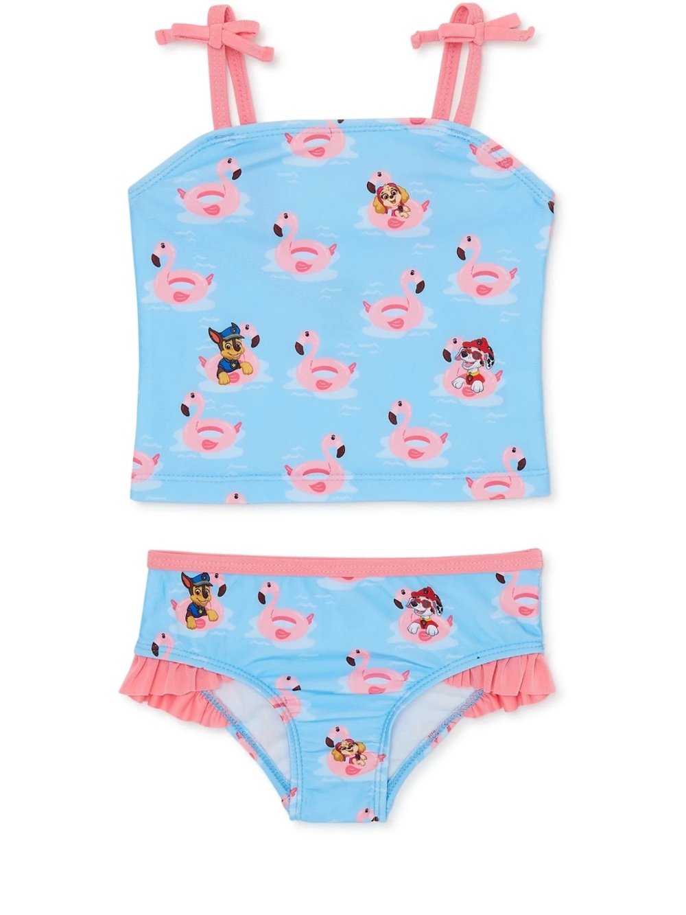 Paw Patrol Light Blue & Pink Flamingo Tankini Set
